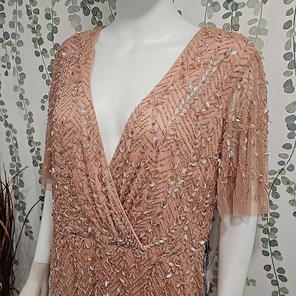 Mac Duggal EMBELLISHED FLUTTER SLEEVE GOWN Sz 14 - Picture 4 of 10